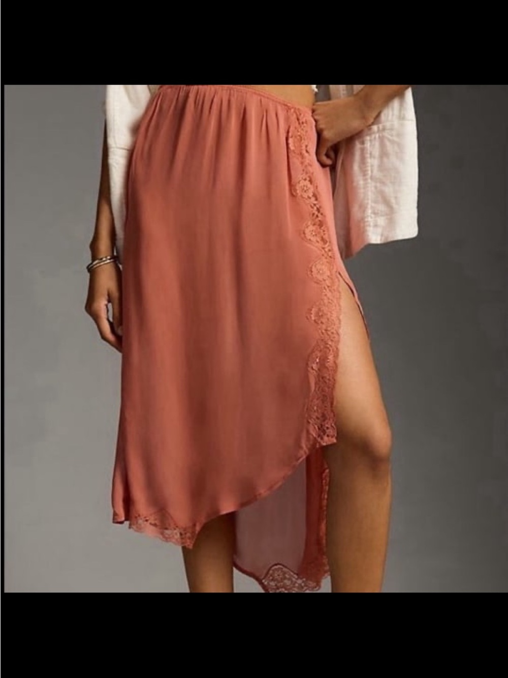 Women's Anthropologie Sheer Lace-Trim Asymmetrical Skirt